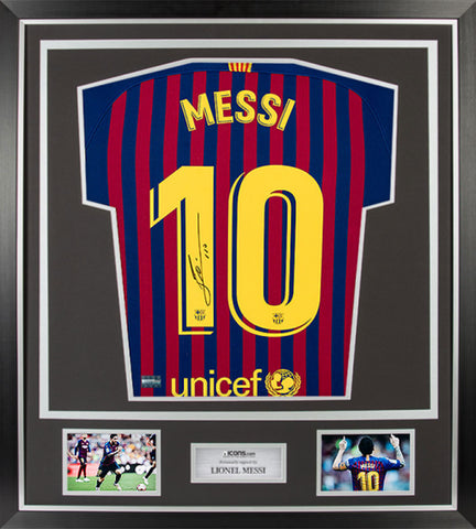 Lionel Messi <br>FC Barcelona<br>Original signiertes & gerahmtes Heimtrikot 2018/19