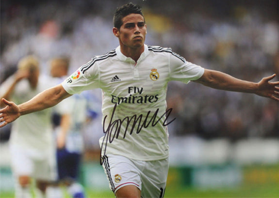 James Rodríguez <br>Real Madrid <br>Original signiertes Foto <br>„Tor gegen Deportivo“ <br>40 x 30 cm