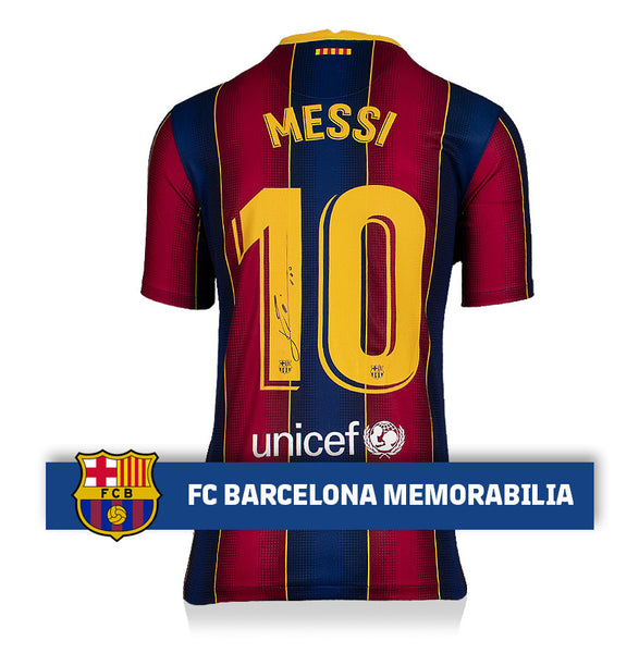 Lionel Messi Signed Framed Nike FC Barcelona Soccer Jersey BAS LOA