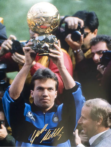 Lothar Matthäus<br>Inter Mailand<br>1990 Ballon D´or Winner<br>Original signiertes Foto<br>30 x 40 cm