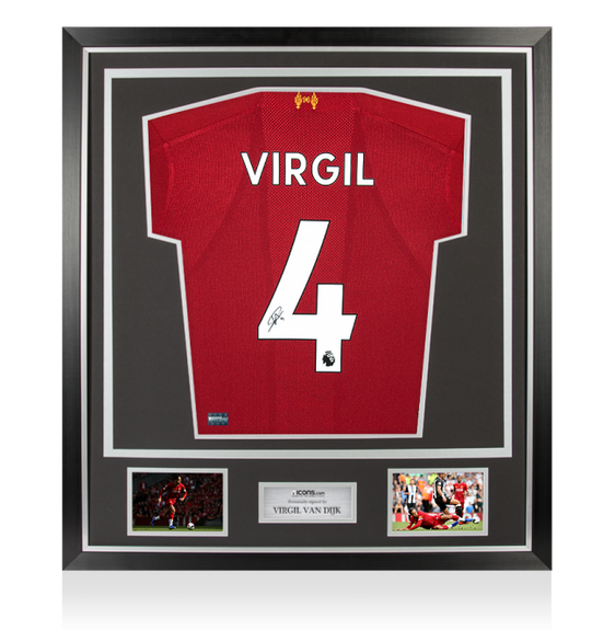 Virgil van Dijk<br>FC Liverpool<br>Original signiertes und gerahmtes Trikot 2019/20